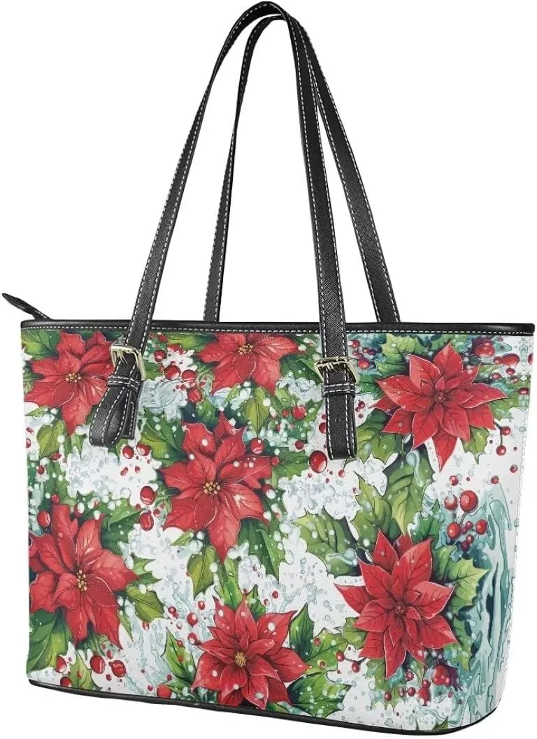 Coldinair Christmas Tote Bag for Women Leather Shoulder Bag Large Satchel Handbag Tote Bags Purse