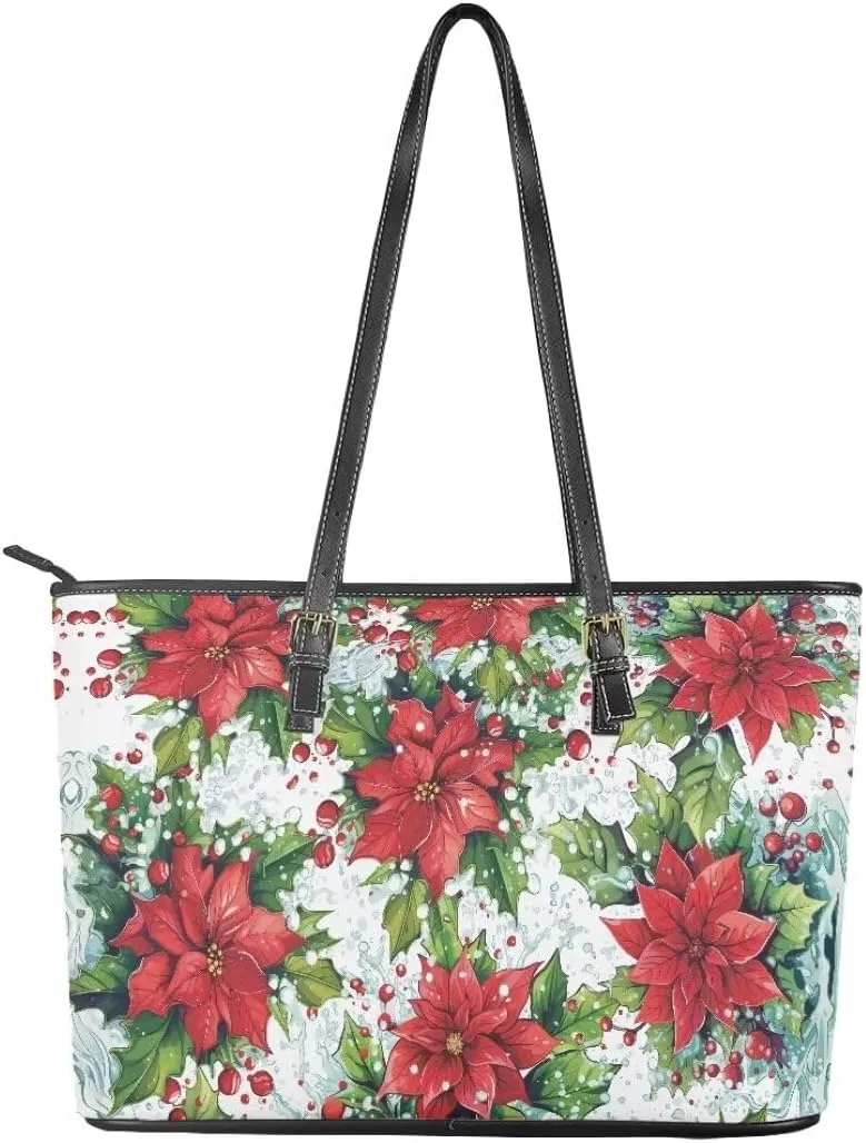 Coldinair Christmas Tote Bag for Women Leather Shoulder Bag Large Satchel Handbag Tote Bags Purse