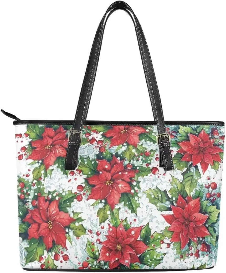 Coldinair Christmas Tote Bag for Women Leather Shoulder Bag Large Satchel Handbag Tote Bags Purse