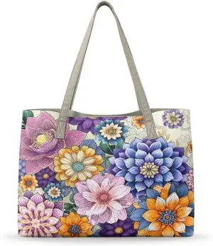 Coldinair Cow Laptop Shoulder Bag Tote Handbag for Women SunflowerTrendy Tote Bag Shoulder Purse Top Handle Satchel Bags