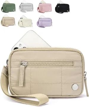 Convely Essential Wristlet Purse For Women Nylon Quilted Pouch Wallet With 3 Zipper puffer wristlet For Credit Card