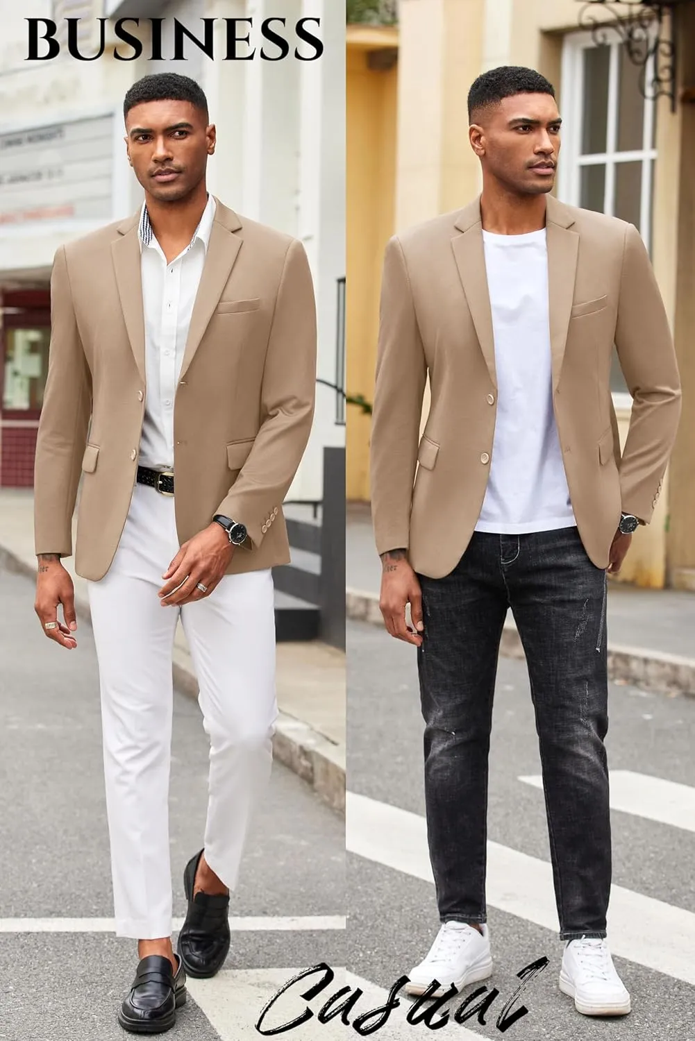 COOFANDY Mens Casual Blazer Slim Fit Suit Jacket Lightweight Knit Sport Coat Two Button Blazer Jacket