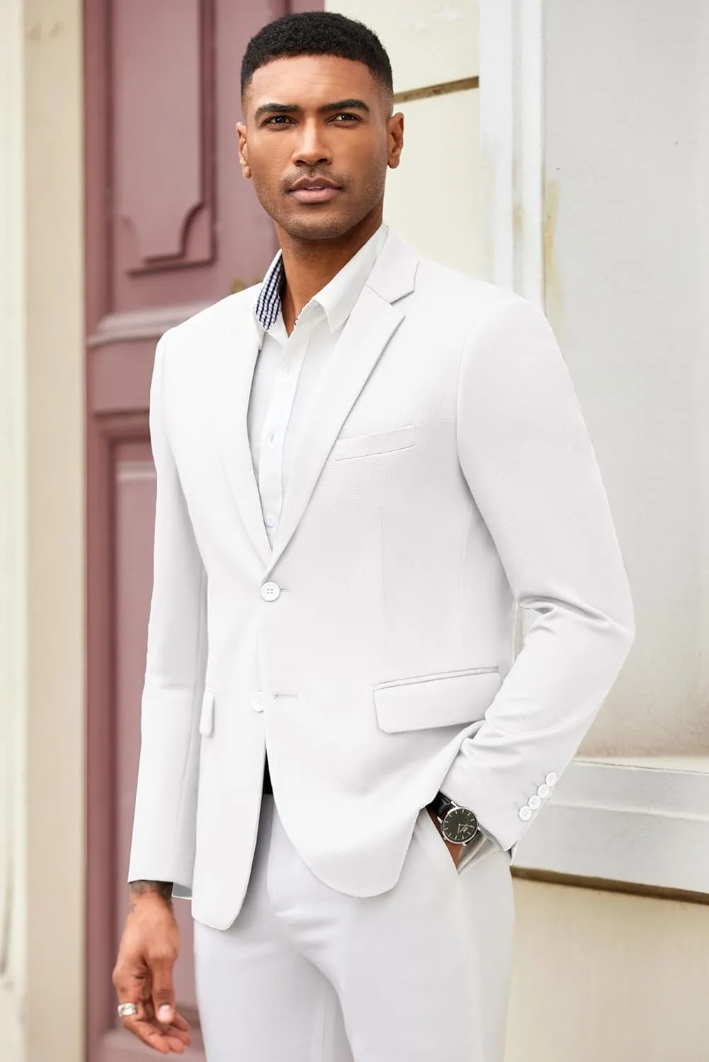 COOFANDY Mens Casual Blazer Slim Fit Suit Jacket Lightweight Knit Sport Coat Two Button Blazer Jacket