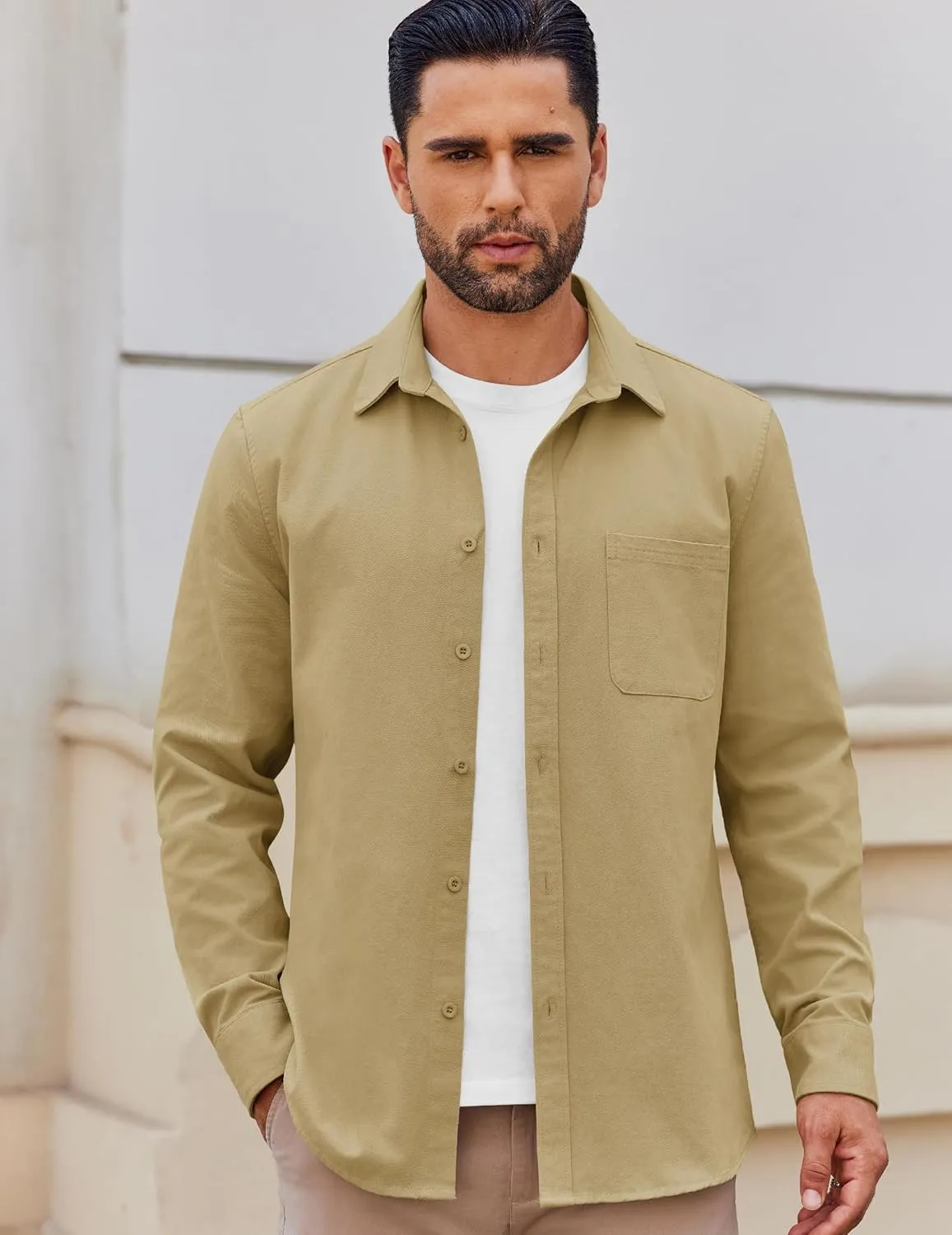 COOFANDY Mens Lightweight Button Down Shirt Jacket Casual Shacket Cotton Overshirt