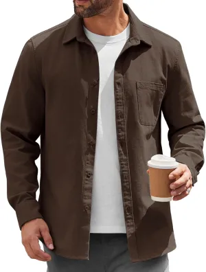 COOFANDY Mens Lightweight Button Down Shirt Jacket Casual Shacket Cotton Overshirt