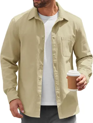 COOFANDY Mens Lightweight Button Down Shirt Jacket Casual Shacket Cotton Overshirt