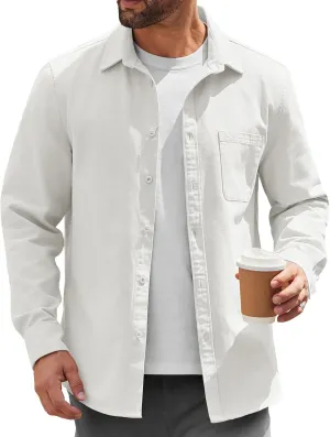 COOFANDY Mens Lightweight Button Down Shirt Jacket Casual Shacket Cotton Overshirt