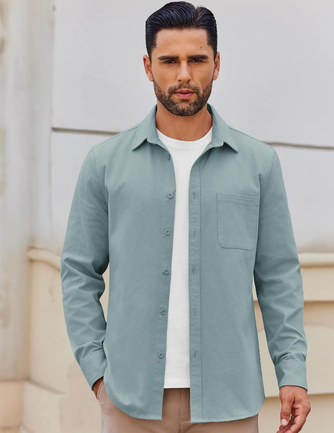 COOFANDY Mens Lightweight Button Down Shirt Jacket Casual Shacket Cotton Overshirt