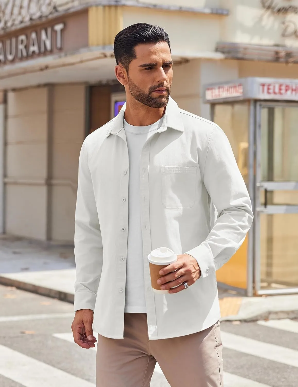 COOFANDY Mens Lightweight Button Down Shirt Jacket Casual Shacket Cotton Overshirt