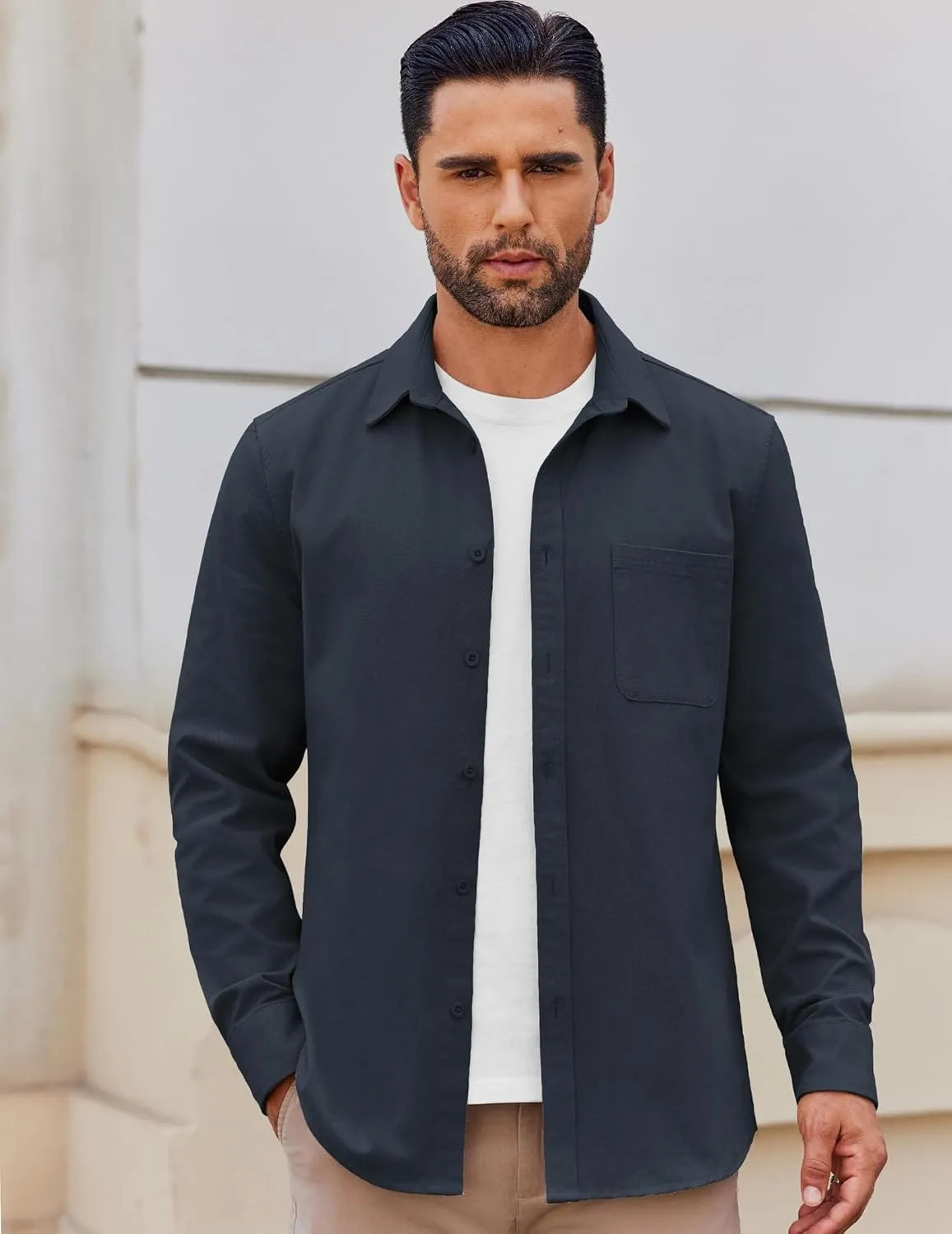 COOFANDY Mens Lightweight Button Down Shirt Jacket Casual Shacket Cotton Overshirt