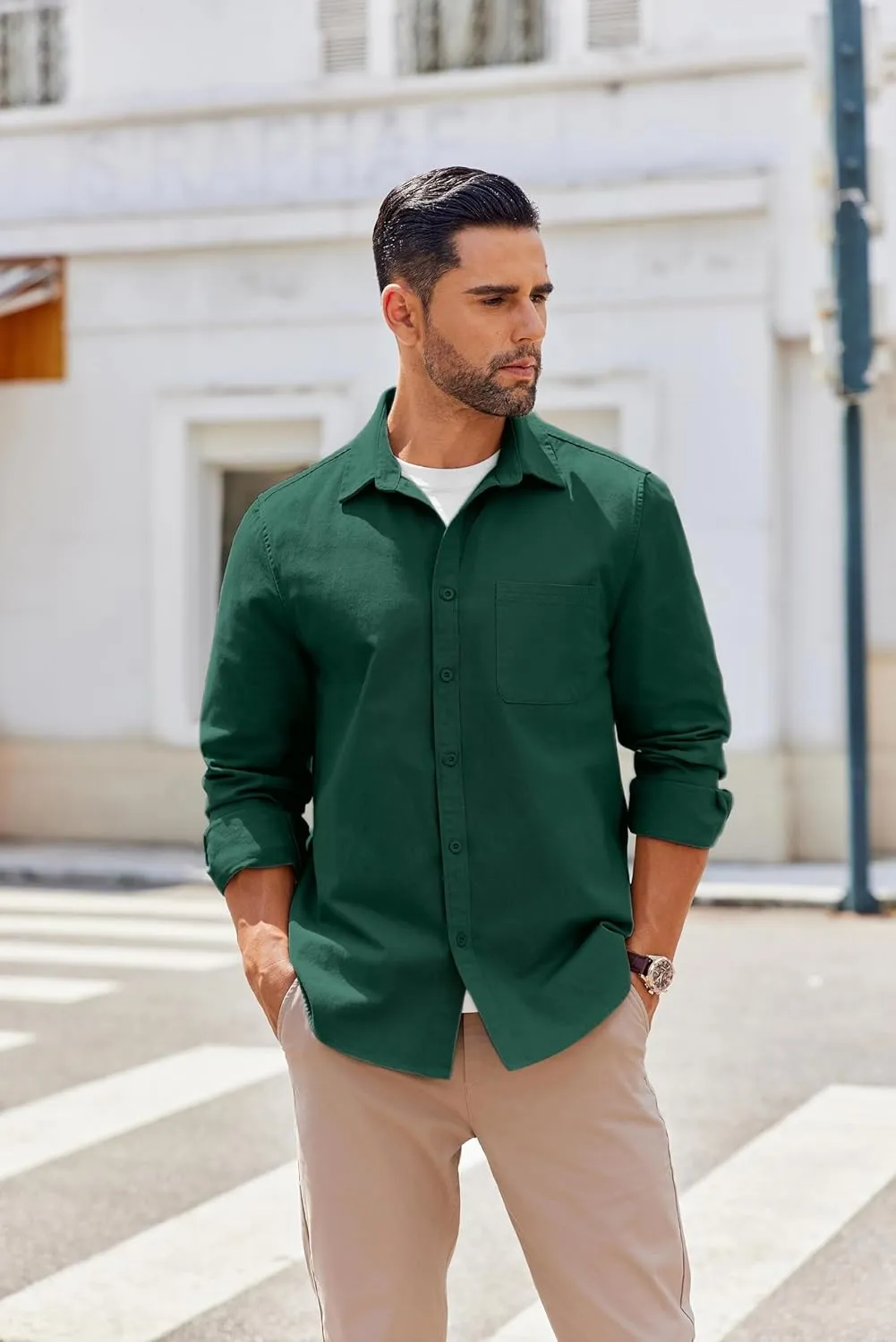 COOFANDY Mens Lightweight Button Down Shirt Jacket Casual Shacket Cotton Overshirt