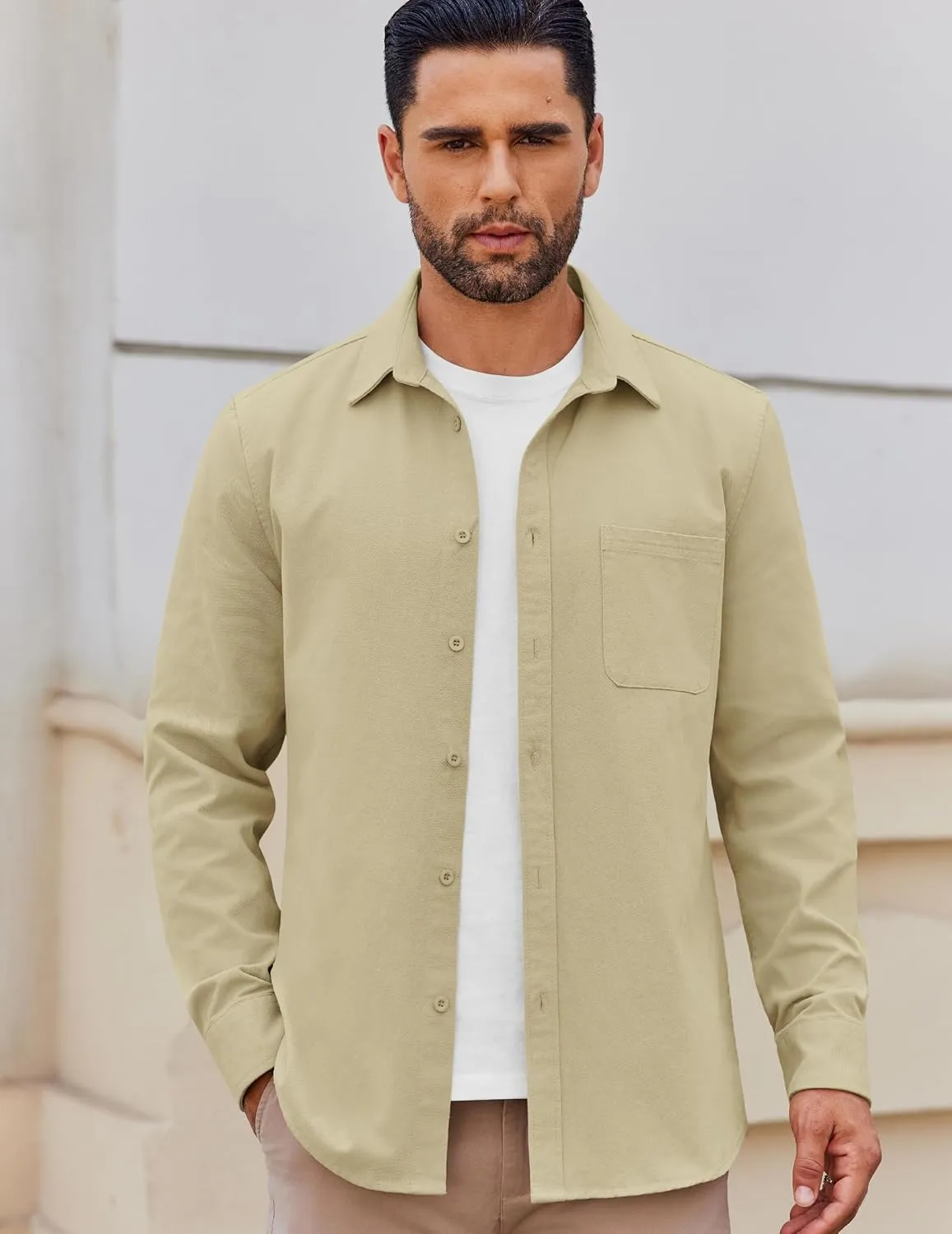 COOFANDY Mens Lightweight Button Down Shirt Jacket Casual Shacket Cotton Overshirt