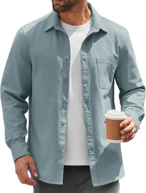 COOFANDY Mens Lightweight Button Down Shirt Jacket Casual Shacket Cotton Overshirt