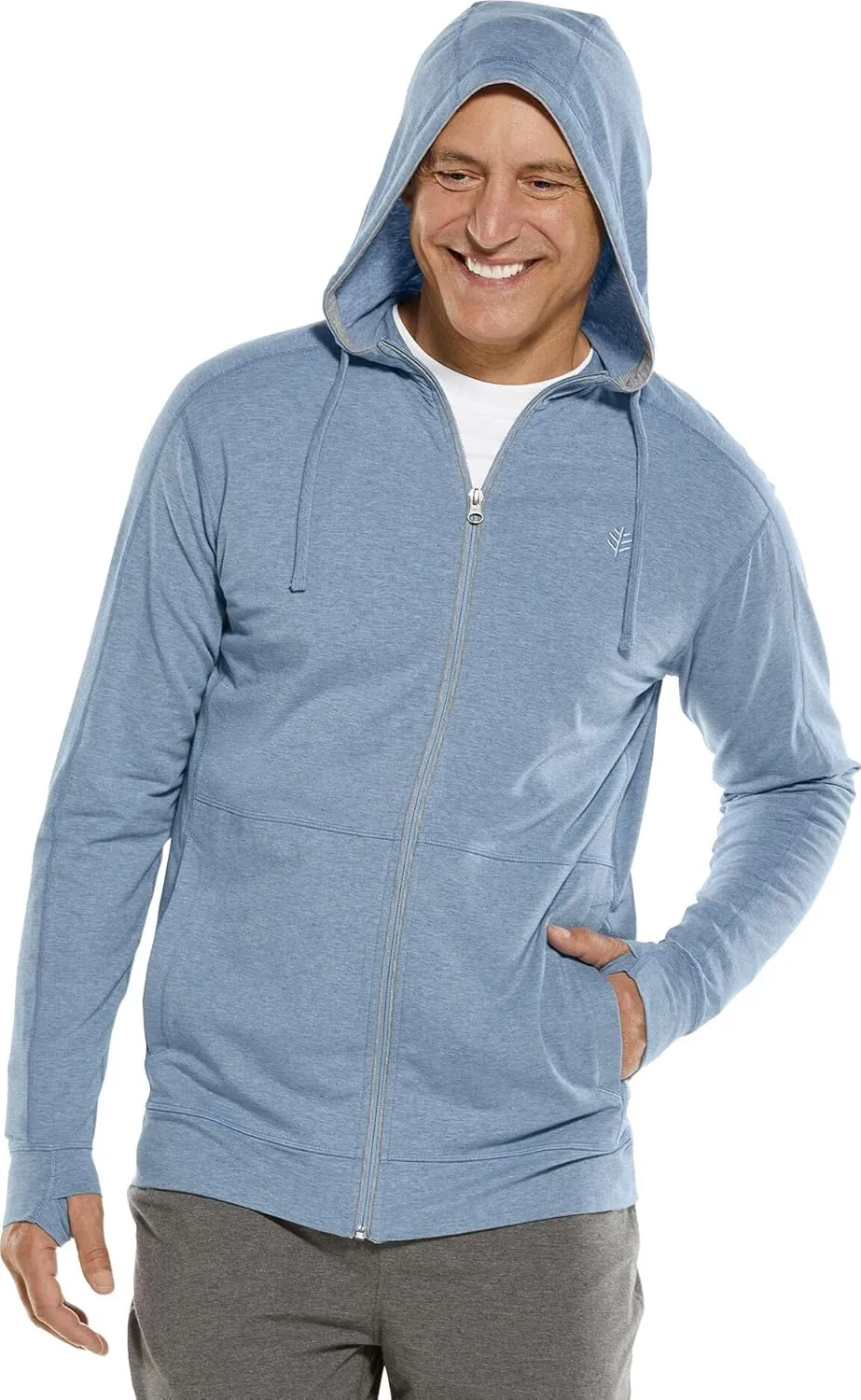 Coolibar UPF 50  Men's LumaLeo Full Zip Hoodie - Sun Protective