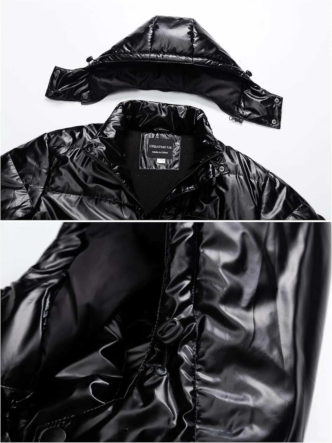 CREATMO US Men's Big and Tall Winter Puffer Jacket Waterproof Bubble Coat Puffy Ski Parka With Hood