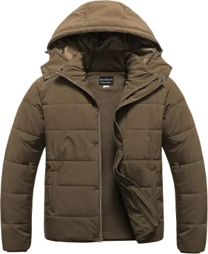 CREATMO US Men's Big and Tall Winter Puffer Jacket Waterproof Bubble Coat Puffy Ski Parka With Hood