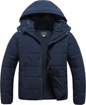 CREATMO US Men's Big and Tall Winter Puffer Jacket Waterproof Bubble Coat Puffy Ski Parka With Hood