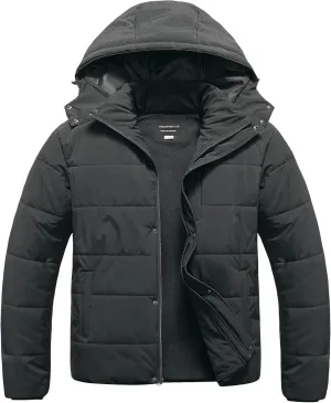 CREATMO US Men's Big and Tall Winter Puffer Jacket Waterproof Bubble Coat Puffy Ski Parka With Hood