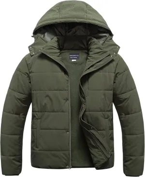 CREATMO US Men's Big and Tall Winter Puffer Jacket Waterproof Bubble Coat Puffy Ski Parka With Hood