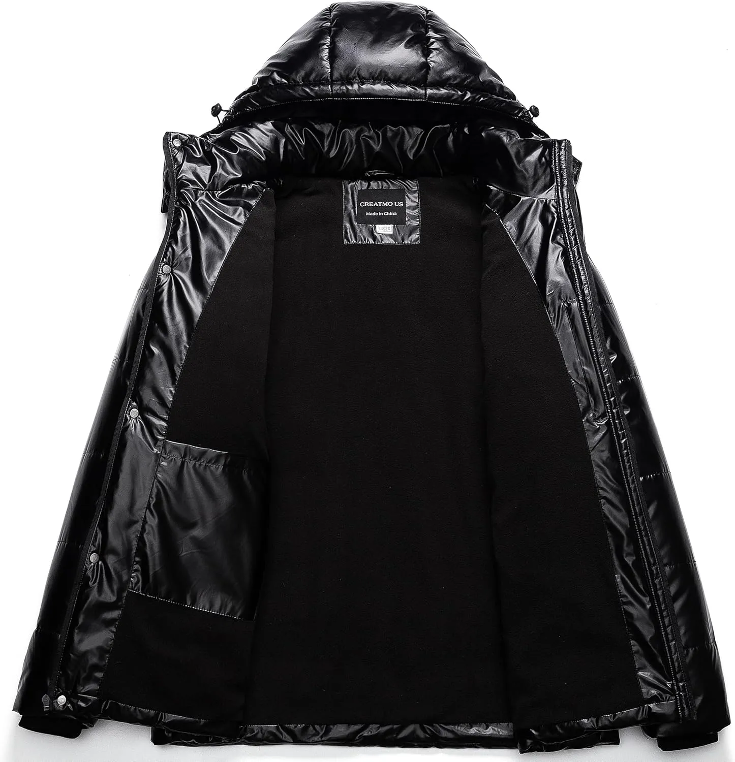 CREATMO US Men's Big and Tall Winter Puffer Jacket Waterproof Bubble Coat Puffy Ski Parka With Hood