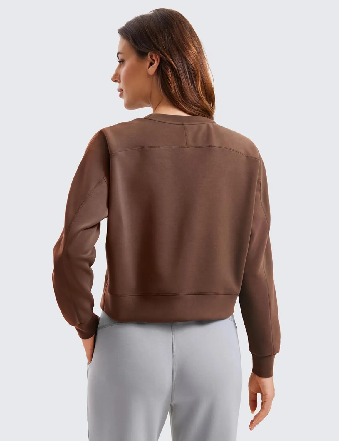 CRZ YOGA Womens SoftAura Crewneck Sweatshirt Long Sleeve Workout Casual Pullover Basic Fall Tops
