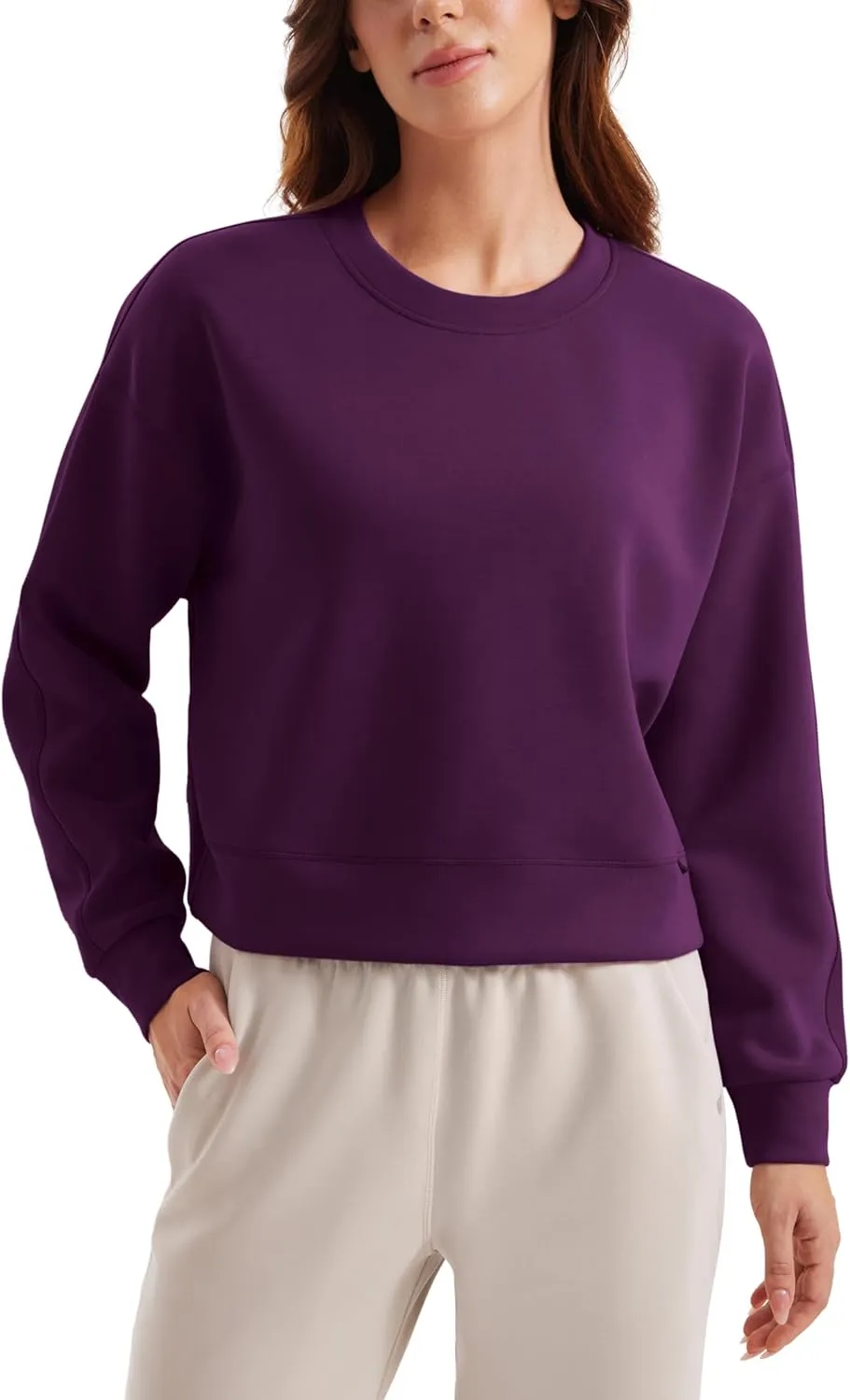CRZ YOGA Womens SoftAura Crewneck Sweatshirt Long Sleeve Workout Casual Pullover Basic Fall Tops
