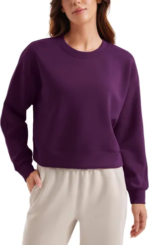 CRZ YOGA Womens SoftAura Crewneck Sweatshirt Long Sleeve Workout Casual Pullover Basic Fall Tops