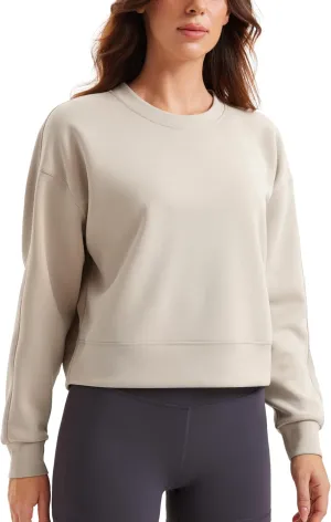 CRZ YOGA Womens SoftAura Crewneck Sweatshirt Long Sleeve Workout Casual Pullover Basic Fall Tops