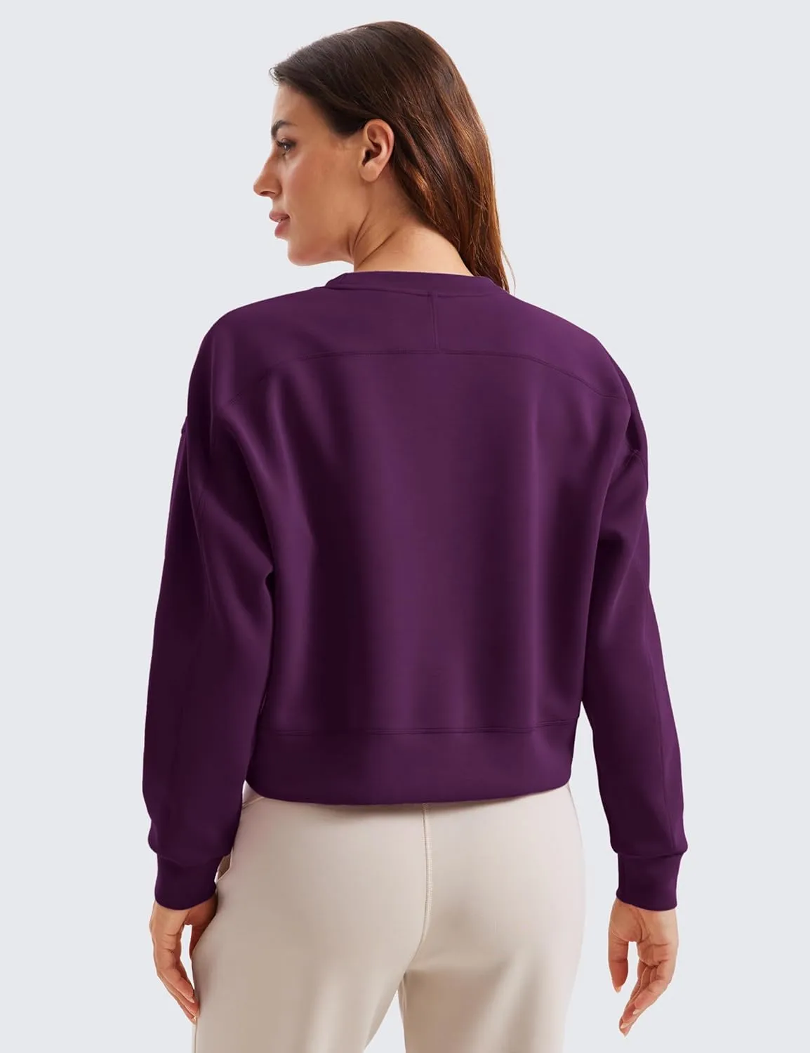 CRZ YOGA Womens SoftAura Crewneck Sweatshirt Long Sleeve Workout Casual Pullover Basic Fall Tops