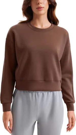 CRZ YOGA Womens SoftAura Crewneck Sweatshirt Long Sleeve Workout Casual Pullover Basic Fall Tops