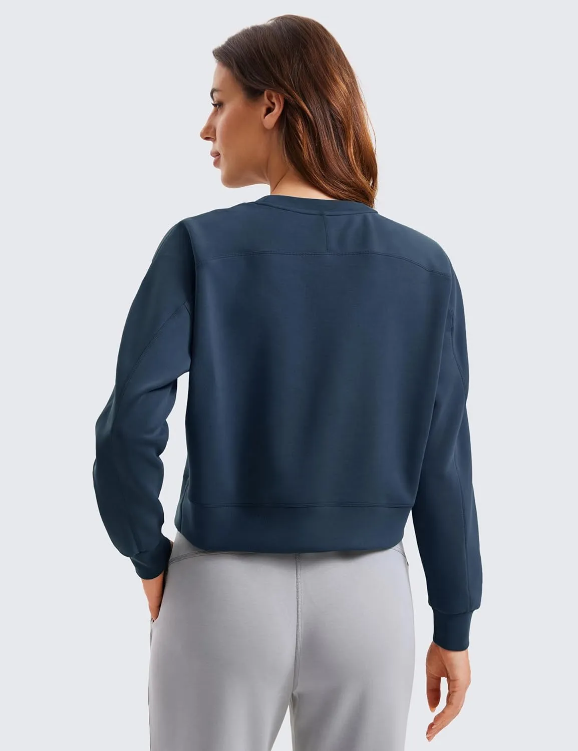 CRZ YOGA Womens SoftAura Crewneck Sweatshirt Long Sleeve Workout Casual Pullover Basic Fall Tops