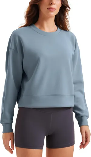 CRZ YOGA Womens SoftAura Crewneck Sweatshirt Long Sleeve Workout Casual Pullover Basic Fall Tops