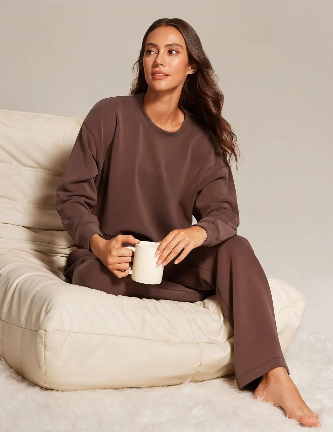 CRZ YOGA Womens SoftAura Crewneck Sweatshirt Long Sleeve Workout Casual Pullover Basic Fall Tops