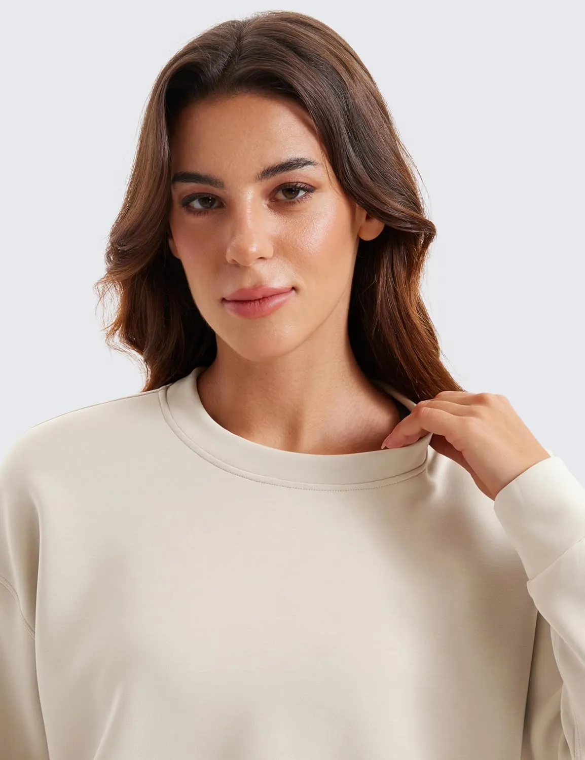 CRZ YOGA Womens SoftAura Crewneck Sweatshirt Long Sleeve Workout Casual Pullover Basic Fall Tops