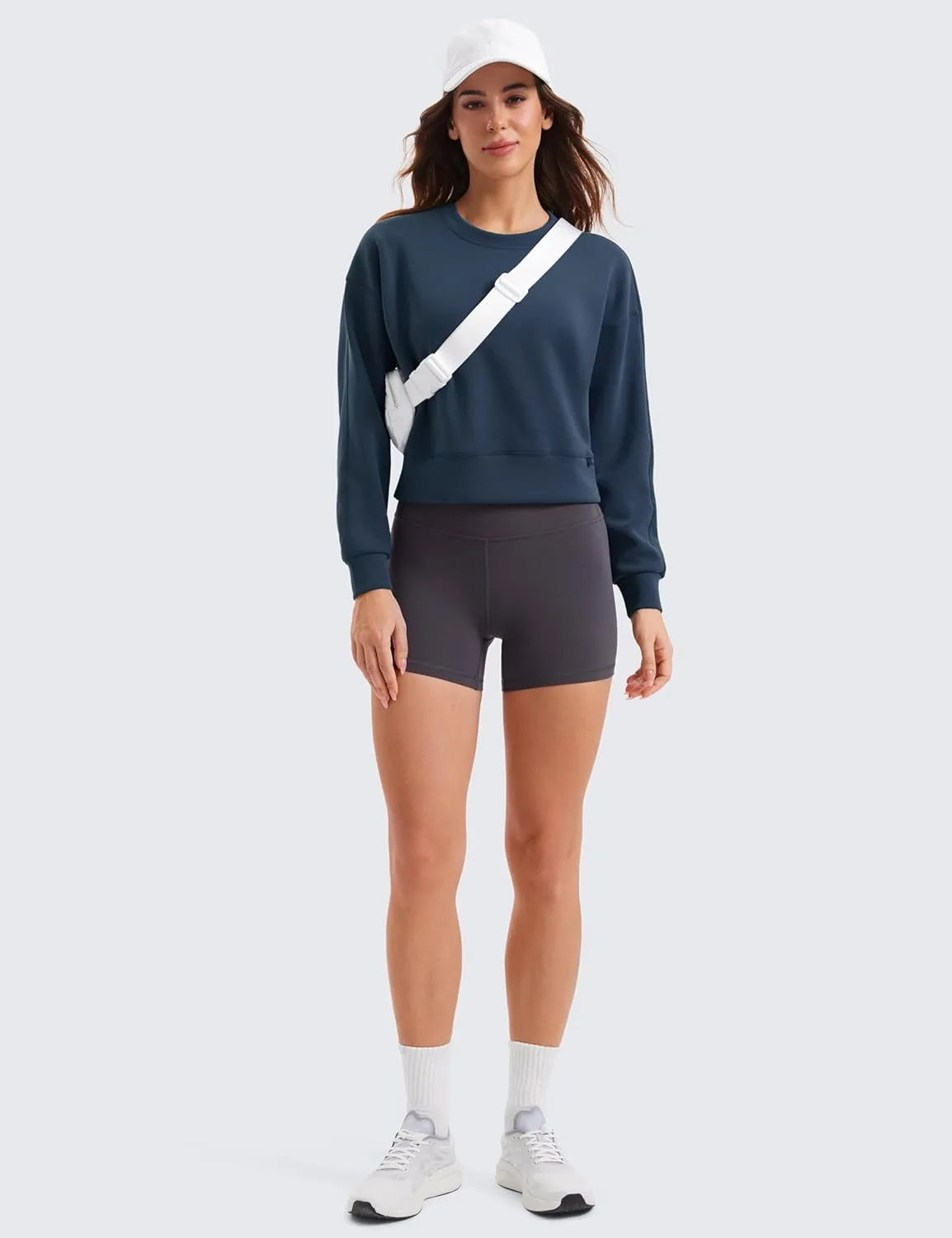 CRZ YOGA Womens SoftAura Crewneck Sweatshirt Long Sleeve Workout Casual Pullover Basic Fall Tops