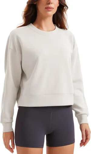 CRZ YOGA Womens SoftAura Crewneck Sweatshirt Long Sleeve Workout Casual Pullover Basic Fall Tops