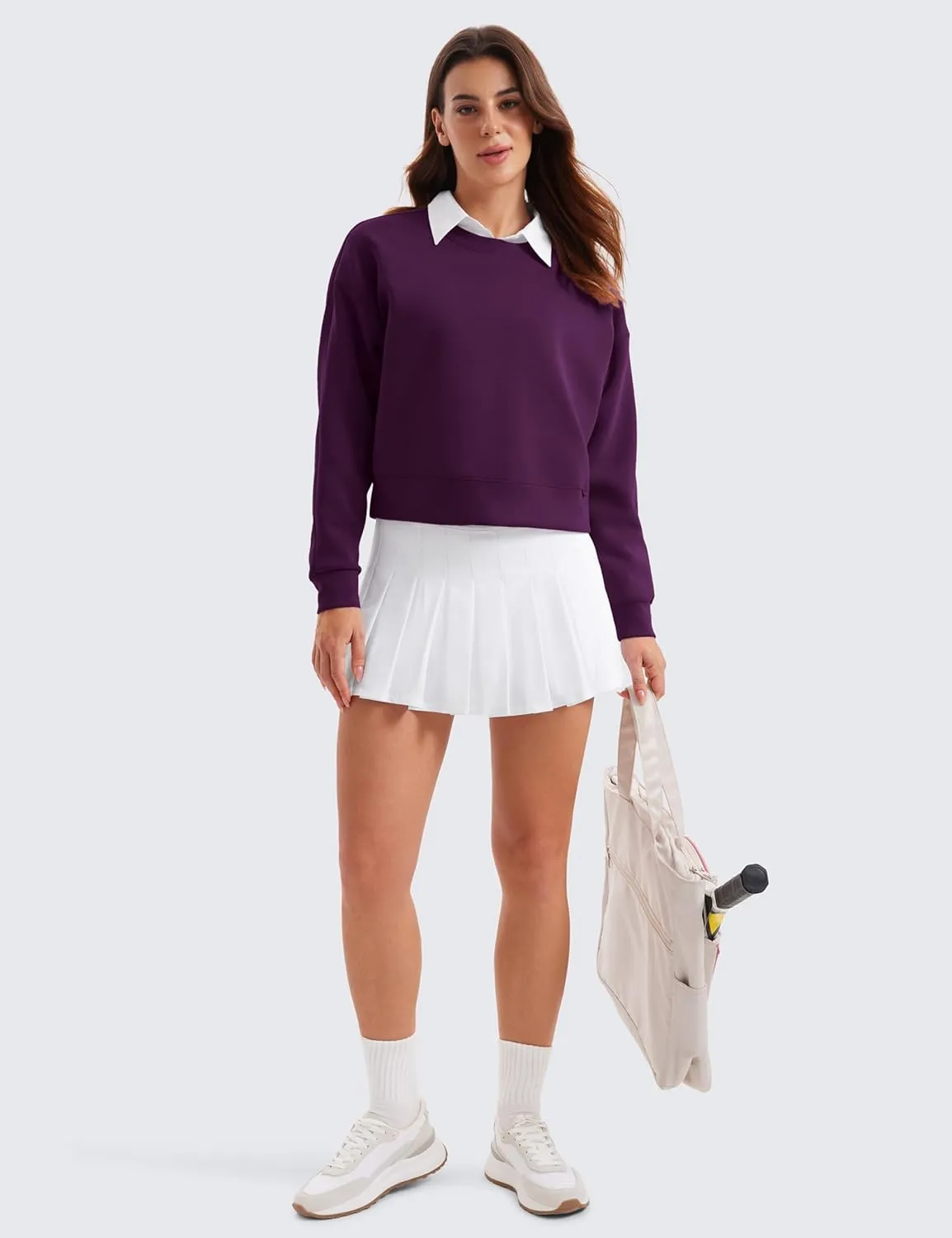 CRZ YOGA Womens SoftAura Crewneck Sweatshirt Long Sleeve Workout Casual Pullover Basic Fall Tops