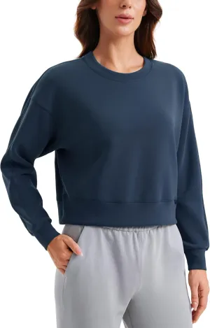 CRZ YOGA Womens SoftAura Crewneck Sweatshirt Long Sleeve Workout Casual Pullover Basic Fall Tops
