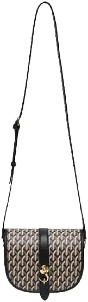 Dell'est Milano Brand Gadina Bag_Gotica_Black Designer Crossbody Saddle Bag, Geometric Pattern, Black and Gray, Adjustable Shoulder Strap