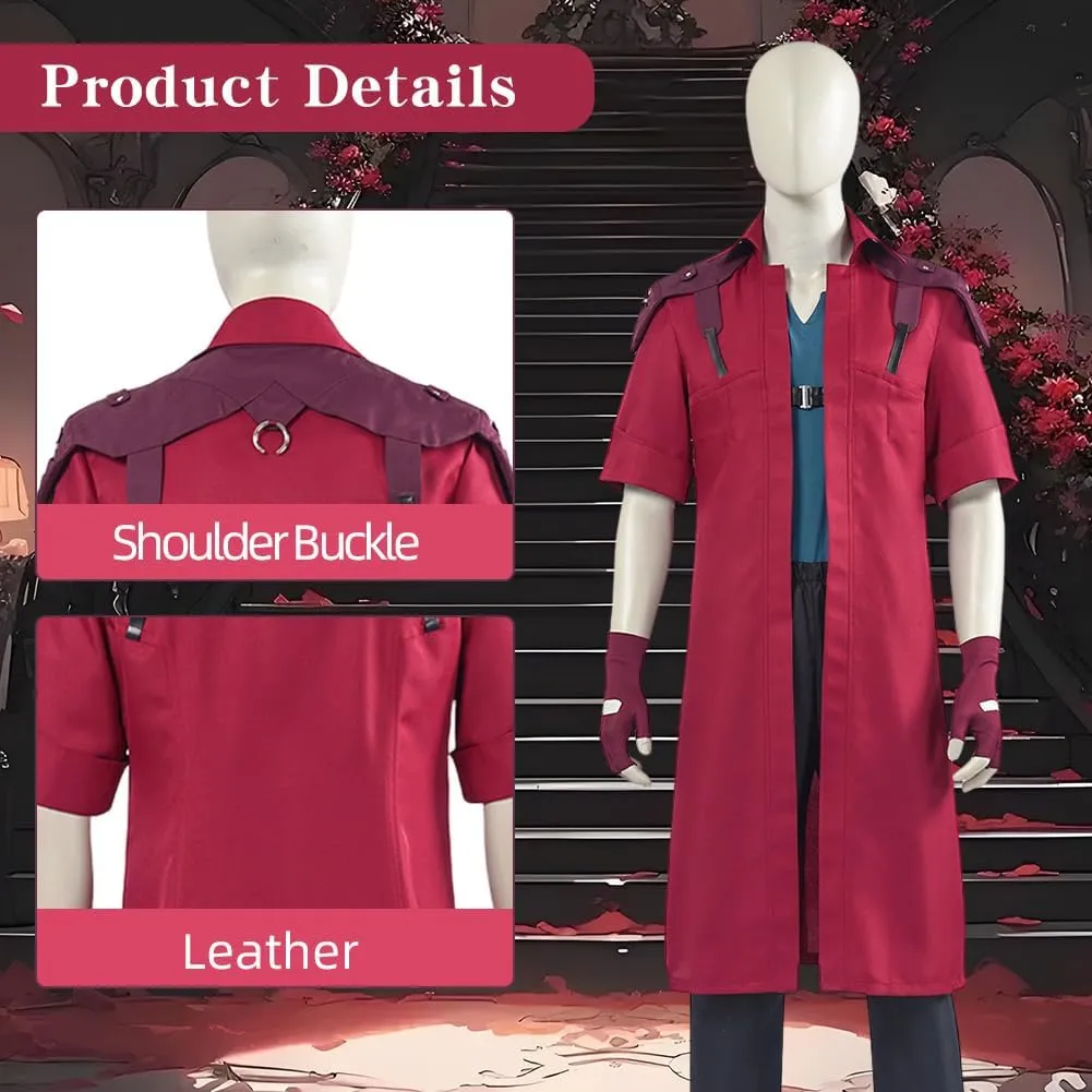 Devil Cry Cosplay DMC 5 Dante Costume Necklace Wig Trench Coat Jacket Shirt Pants Gloves Outfit for Mens
