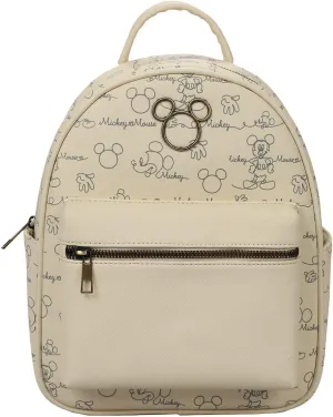 Disney Mickey Mouse Line Art Women's White & Gold Backpack