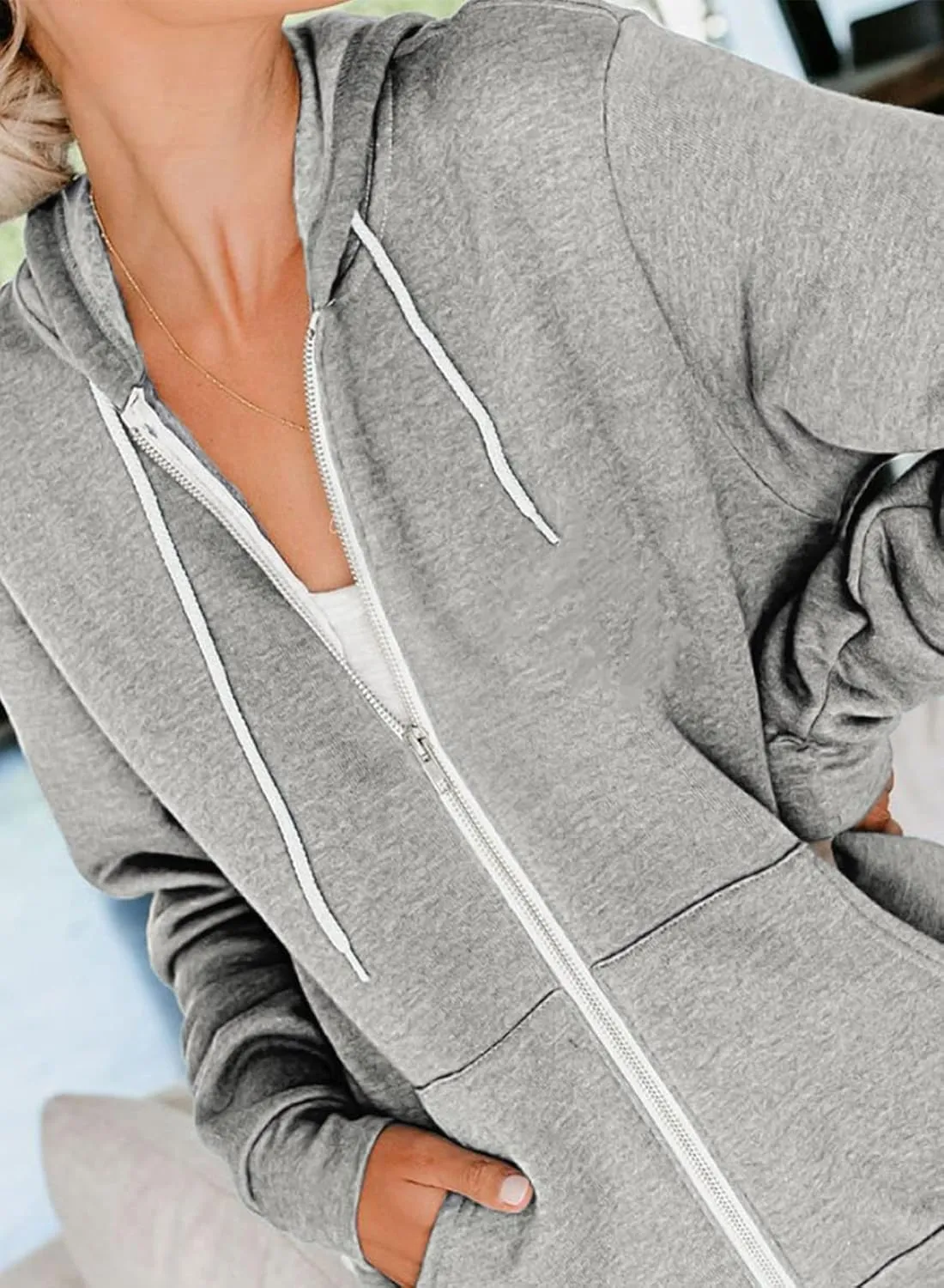Dokotoo Women's Full Zip Up Hoodie Long Sleeve Hooded Sweatshirts Pockets Jacket Coat for Women