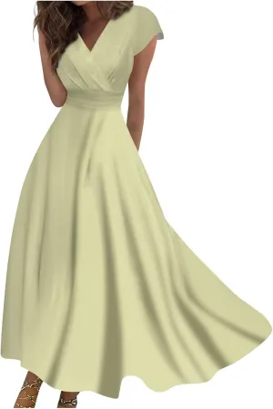 Dresses Women Summer Maxi Dress Short Sleeve Womens Summer Dresses for Island Vacation Smocked