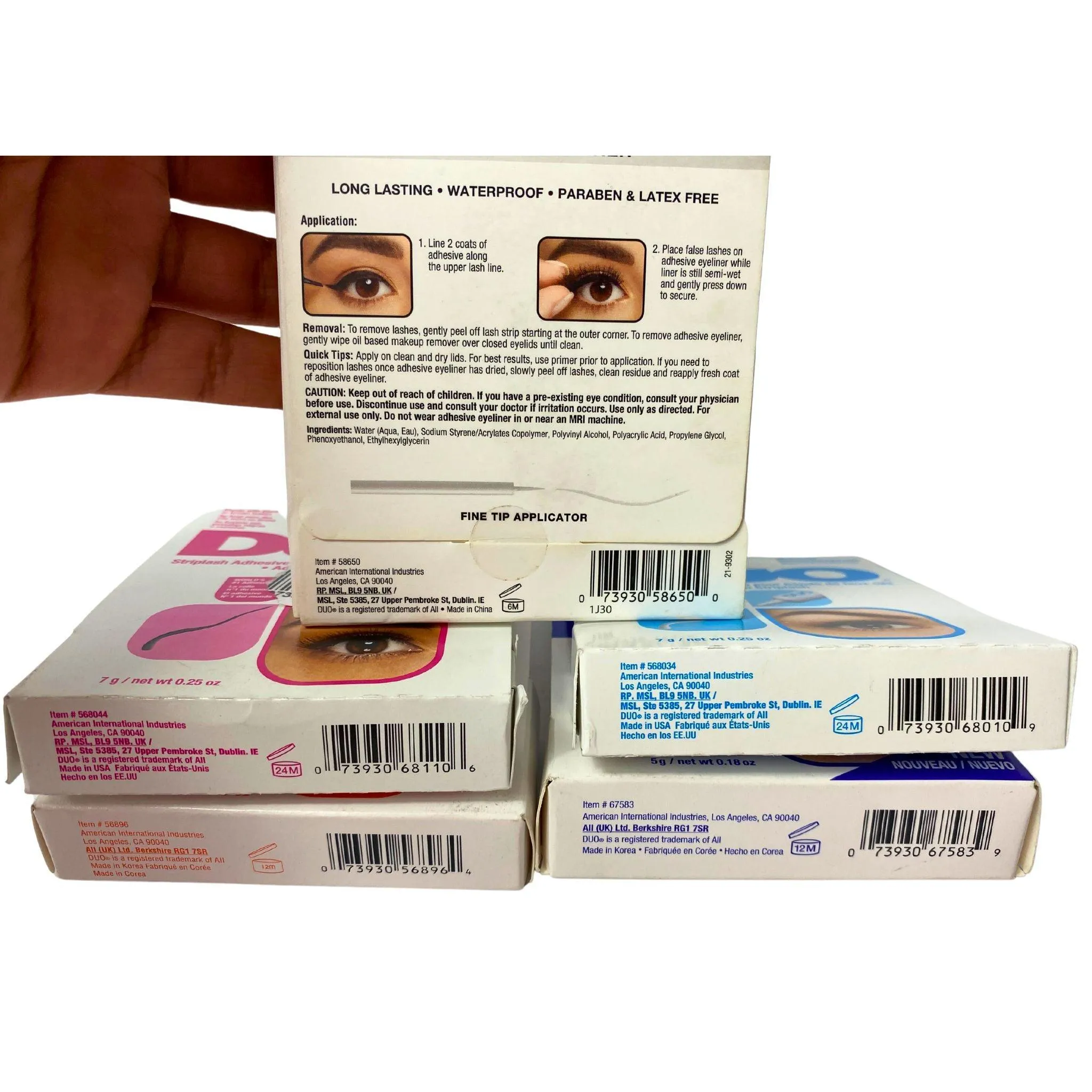 DUO Assorted Adhesive Mix Includes Strip On Adhesive , Brush On & Adhesive Eyeliner (100 Pcs Lot)