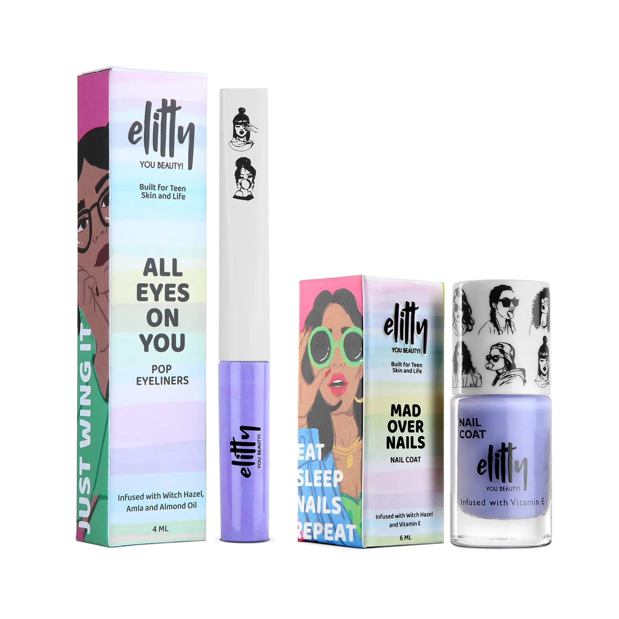 Elitty  I Lilac it combo- (Eyeliner- Lilac Dreams,Nail Paint- Meta Verse)- Pack of 2