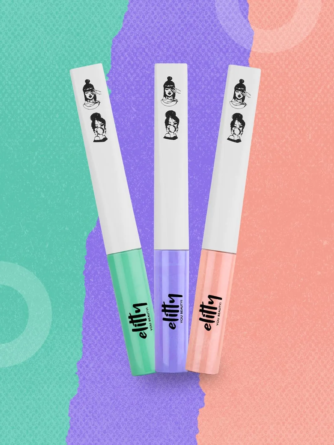 Elitty Pastel Pop Eyeliner Combo (Lilac Purple, Peach & Cyan Green) | Long Lasting |Waterproof | Smudge proof| Infused with Vit E| Intense Finish | Vegan & Cruelty Free -4 ml each