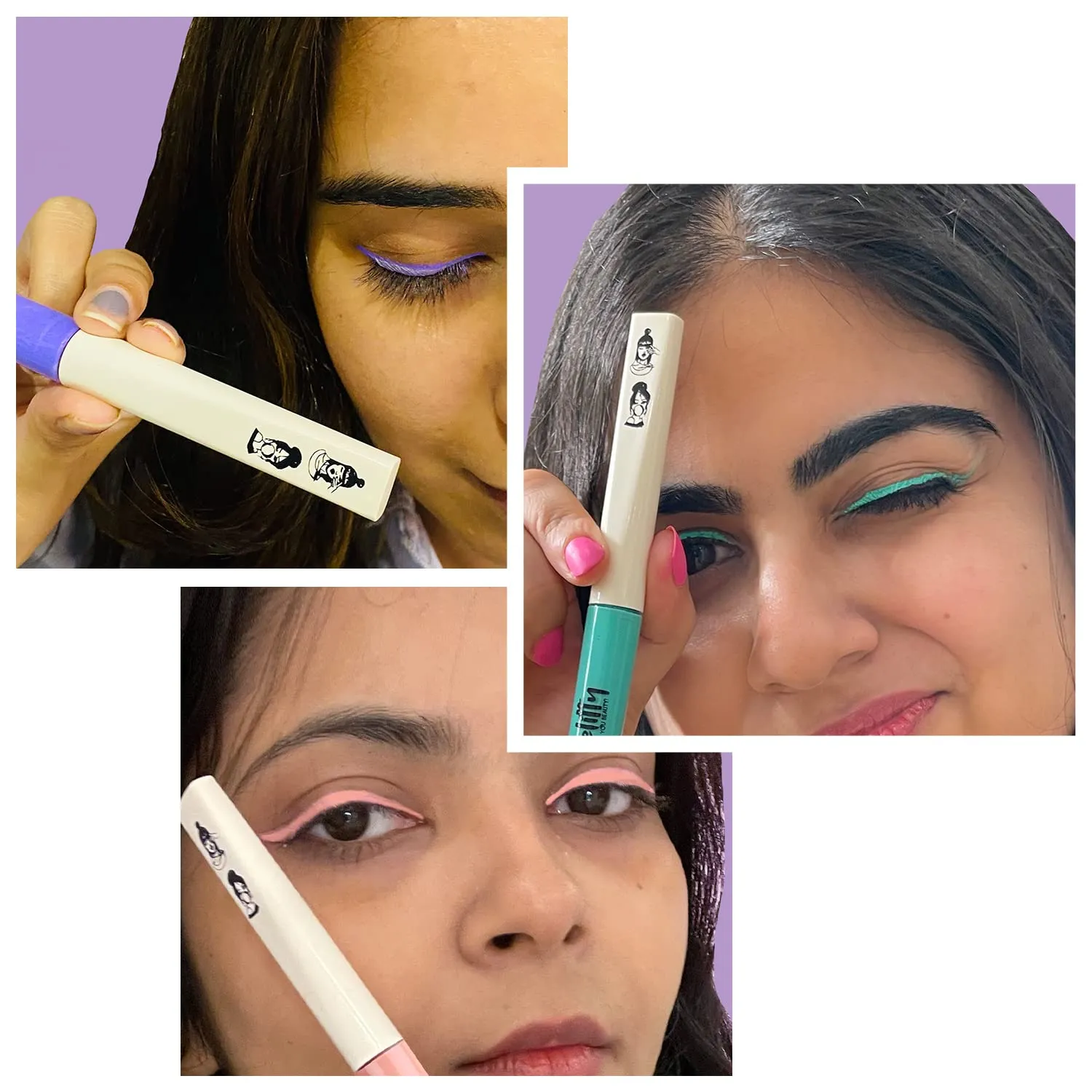 Elitty Pastel Pop Eyeliner Combo (Lilac Purple, Peach & Cyan Green) | Long Lasting |Waterproof | Smudge proof| Infused with Vit E| Intense Finish | Vegan & Cruelty Free -4 ml each