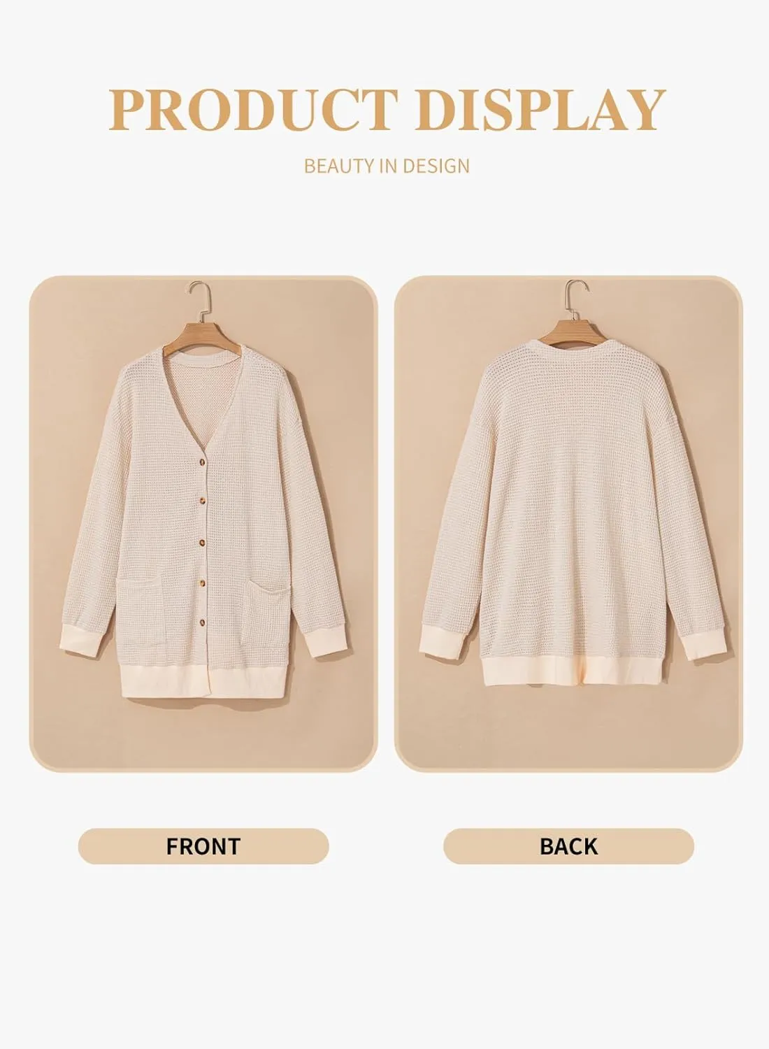 Eytino Womens Plus Size Cardigans Casual Long Sleeve Waffle Knit Front Button Tops(1X-5X)