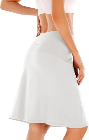 FEIXIANG Women's Tennis Golf Skirts with Pockets, Knee Length Long Active Athletic Sports Skorts Modest Casual Skirt