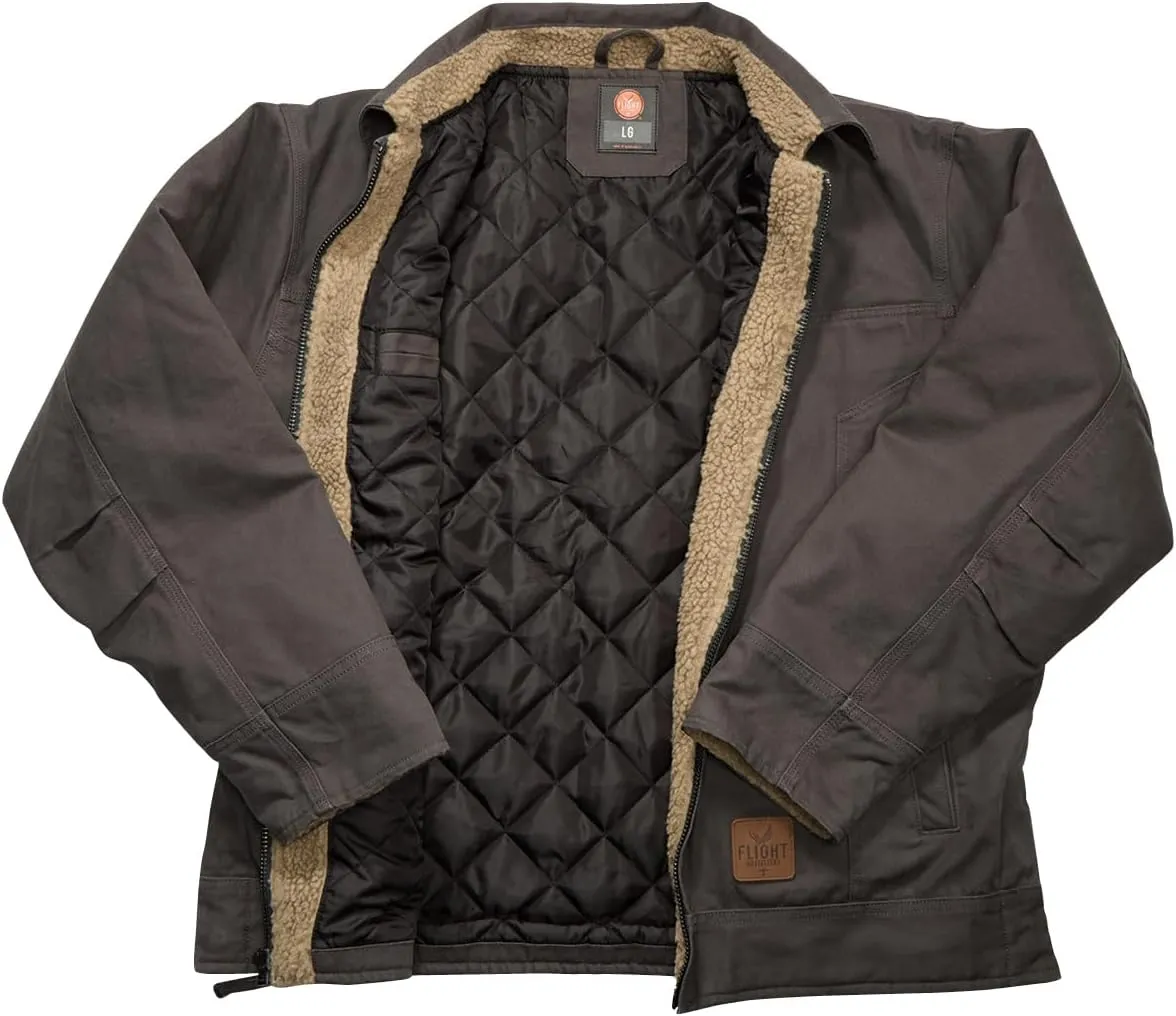 Flight Outfitters Men's Bush Pilot Rugged Weather-Resistant Outdoor Full Zip Bomber Jacket w/Quilted Lining & Sherpa Accents